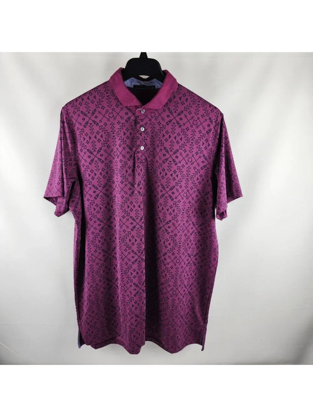 Greyson Shirt Mens XL Black Burgundy Geometric Novelty S/S Golf Polo